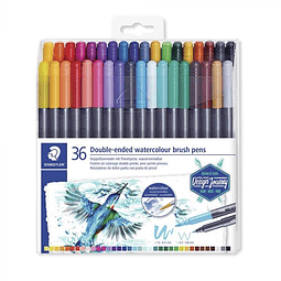 Brush Pen Acuarelable Doble Punta 36 Colores Staedtler 