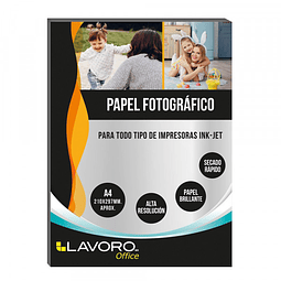 Papel Fotografico Glossy A4 160 Gramos Doble Faz 20 Hojas Lavoro