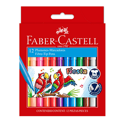Plumón Fiesta 12 Colores Faber Castell