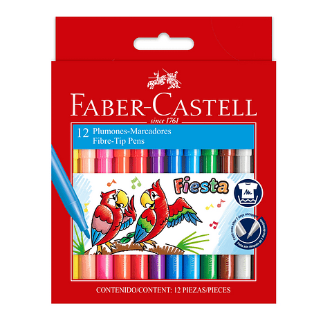 Plumón Fiesta 12 Colores Faber Castell