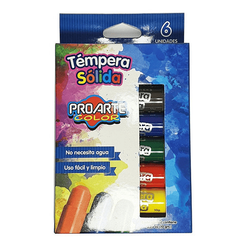 Tempera Solida 6 Colores Proarte