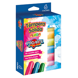 Tempera Solida 6 Colores Fluor Proarte