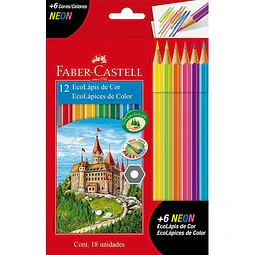 Lapiz 12 Colores + 6 Colores Fluor Faber Castell