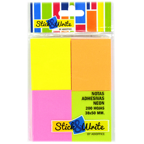 Notas Adhesivas 38x51mm 4 Colores Stick&Write