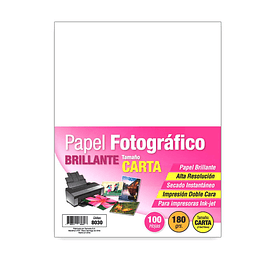 Papel Fotografico Carta Brillante 180grs 100 Hojas