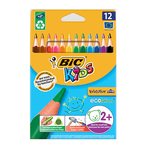 Lápiz 12 Colores Jumbo Triangular Bic 