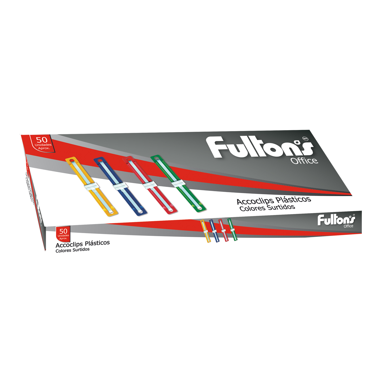 Accoclip Plastico Caja 50 Unidades Colores Surtidos Fultons