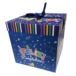 Caja de Regalo Plegable 15x15cm Feliz Cumple Azul