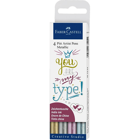 Set 4 Pitt Artist Pens Metallic Faber Castell