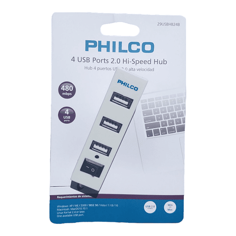 Hub USB 4 Puertos Blanco Philco