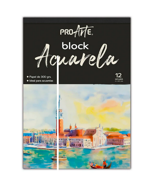 Block Papel Acuarela Fabriano Studio 24x32cm 12 Hojas 300gr