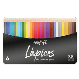 Lápices 36 Colores Caja Metalice Proarte Plus.