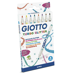 Plumon Turbo Glitter 8 Colores Giotto