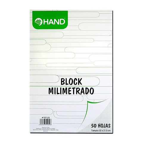 Block Milimetrado 50 Hojas Hand Verde
