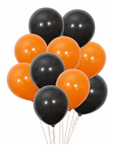 Bolsa de Globos Naranja/Negro 25 Unidades