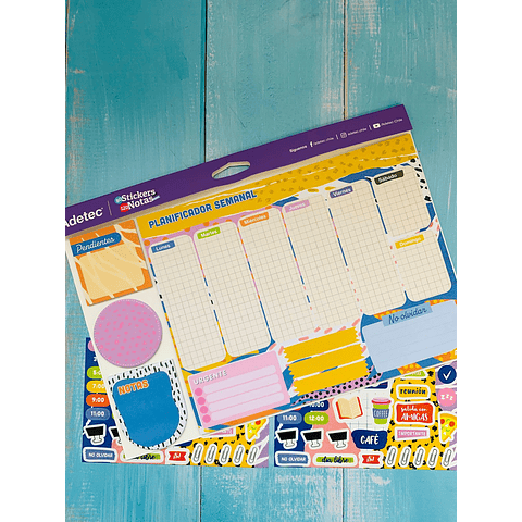 Calendario Semanal con Stickers y Notas Adhesivas Adetec
