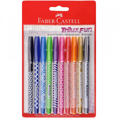 Lápices Pasta 10 Colores Trilux Fun Faber Castell