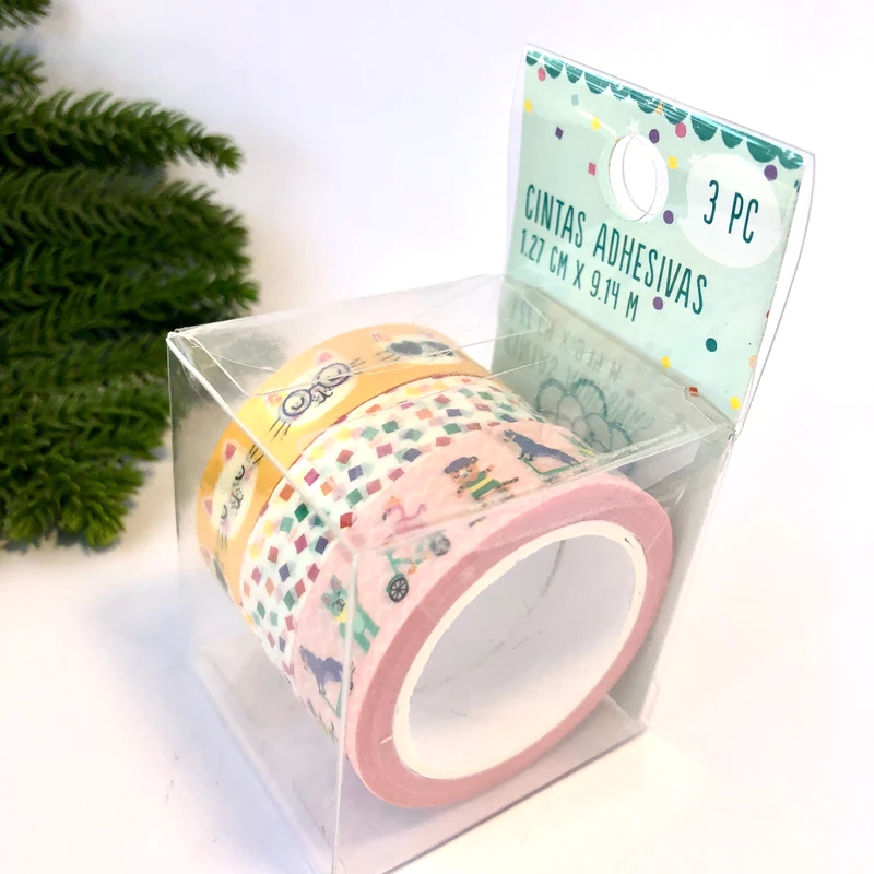 Washi Tape Cinta Adhesiva Animalitos 3 unidades Village.