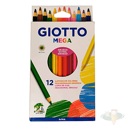Lápices 12 Colores Jumbo Hexagonales Mega Giotto