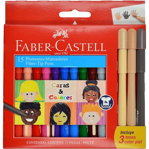 Plumón  Fiesta 15 Colores  Faber - Castell. 