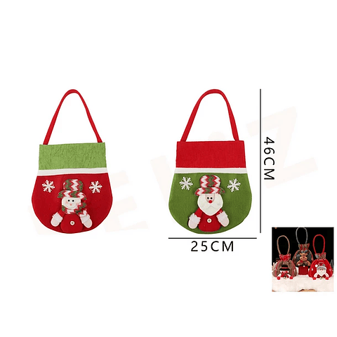 Bolsa  Genero  Rojo / Verde  Navidad Diseños  25 x 46 cm Grupo Feliz.