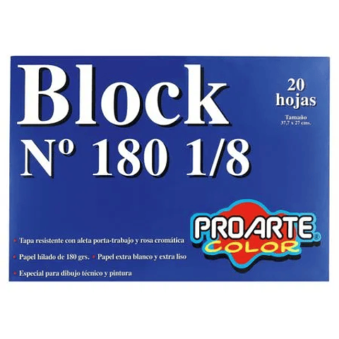 Block Dibujo Medio N180 1/8 20 Hojas Proarte