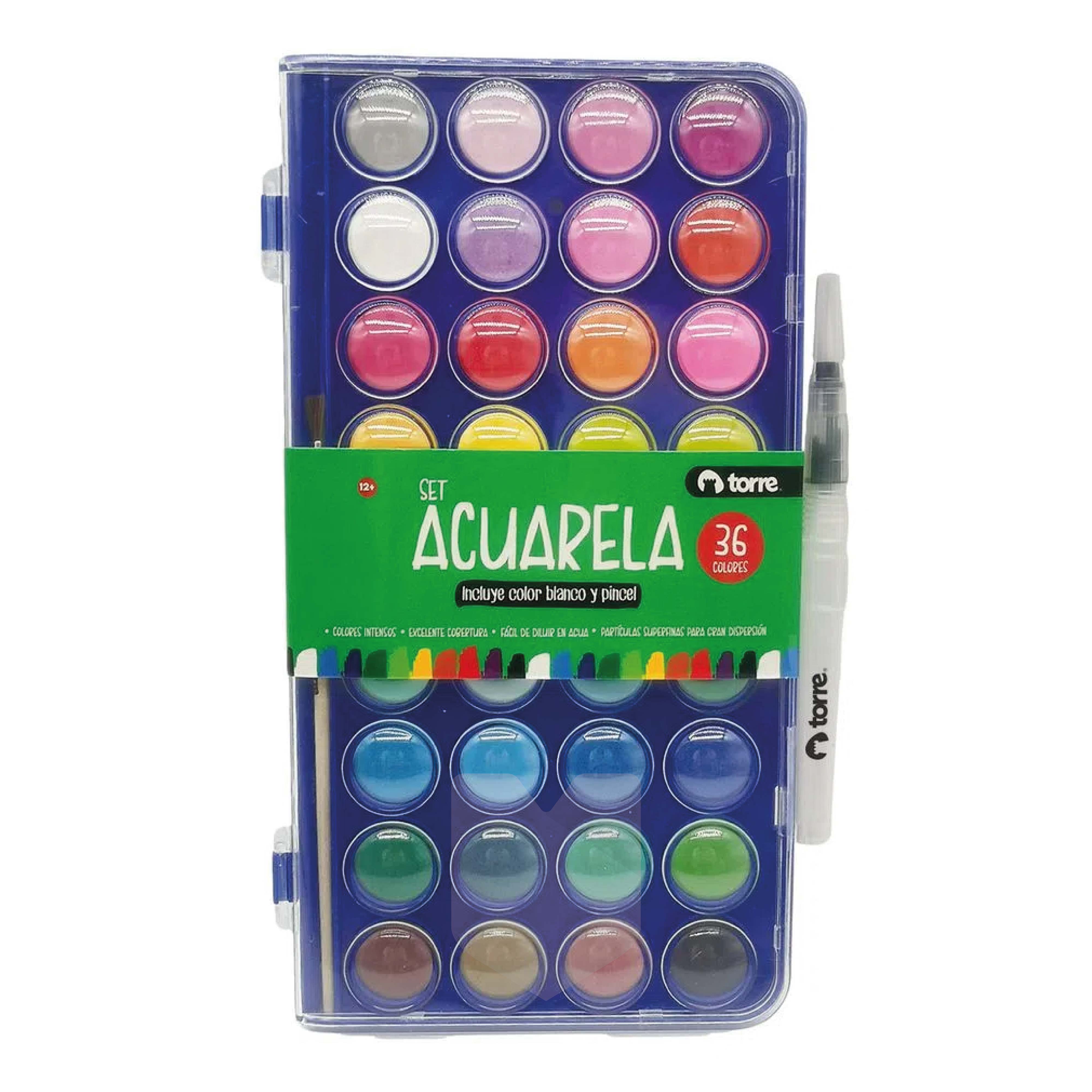 Set De Acuarela Tubayia Con 36 Colores En Estuche Metálico – Incluye Pincel, Lápiz, Papel Y Sacapuntas – Ideal Para Artistas, Principiantes Y Niños – Pintura No Tóxica