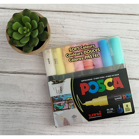 Posca Set 8 Pennarelli A Tempera: Punta Fine 0.7 Mm, Colori Vivaci (Nero, Bianco, Rosso, Ecc.) Per Vetro, Tessuto, Legno – Impermeabile E Permanente