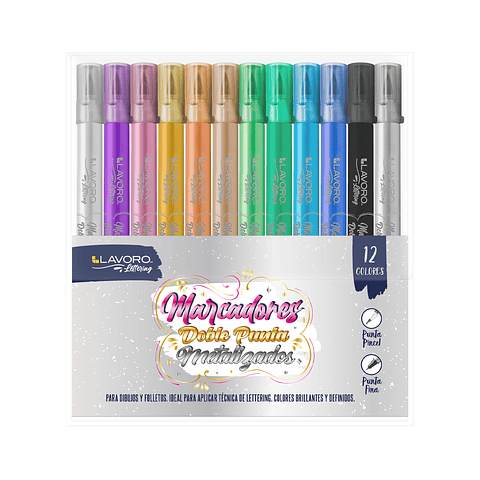Brush Pen Metalizado 12 Colores Lavoro