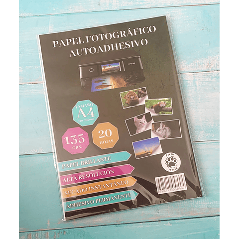 Papel Fotográfico Adhesivo Brillante A4 135 Grs 20 Und Paw Office