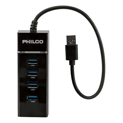Hub Usb 4 Puertos 3.0 C/Luz Negro Philco