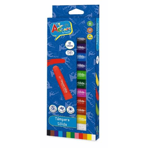 Tempera Solida 12 Colores Artcraft