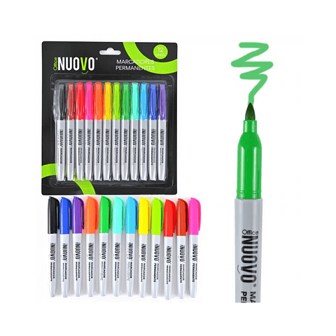 Set 12 Marcadores Permanente Nuovo Colores