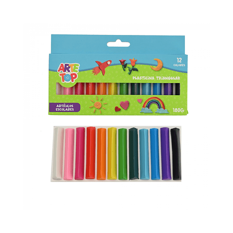 Plasticina Triangular 12 Colores Arte Top