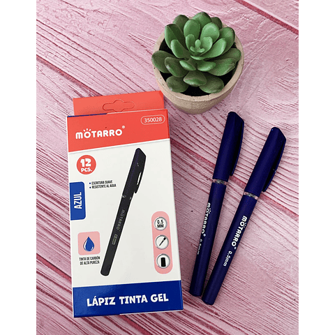 Caja De 12 Unidades Lápiz Tinta Gel 0.5 Mm Azul Motarro