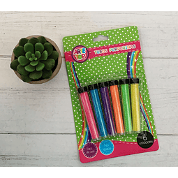 Set Tubos Escarcha 6 Colores Neón Arte Top