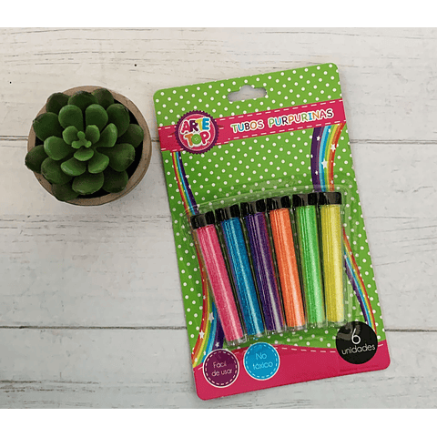 Set Tubos Escarcha 6 Colores Neón Arte Top
