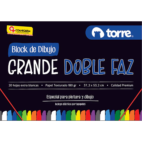 Block de Dibujo 1/4 20 Hojas Doble Faz Torre