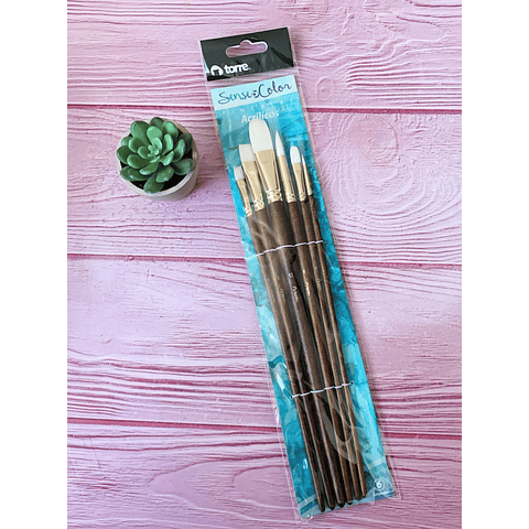 Set 6 Pinceles Acrilico Torre