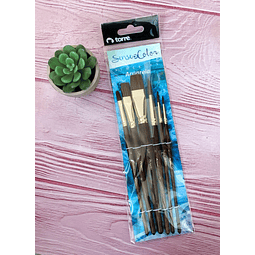 Set 6 Pinceles Acuarela Torre