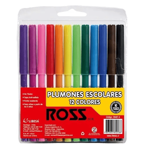 Plumón Scripto 12 Colores Ross