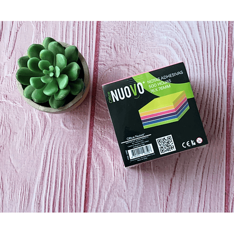 Cubo Notas Adhesivas Neón 76 X 76 Mm 500 Hjs Nuovo