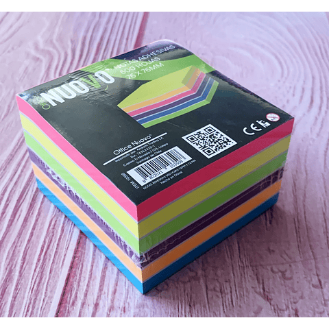 Cubo Notas Adhesivas Neón 76 X 76 Mm 500 Hjs Nuovo