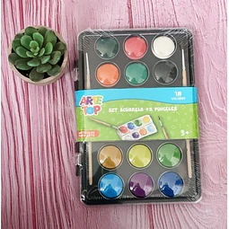 Acuarela 18 Colores Mas 2 Pinceles Arte Top