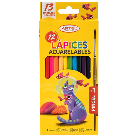 Lápiz Acuarelable 12 Colores Artel
