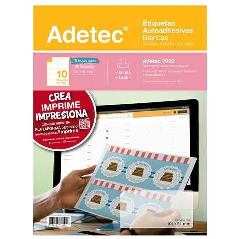 Etiqueta Adhesiva  101 x 51 10 Hjs Carta Adetec