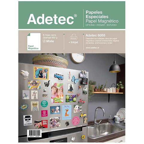 Set Papel Magnético Carta Mate 5 Hjs Adetec