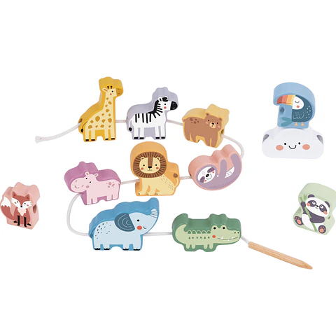 Animales De Madera Para Enlazar 13 Pzs Tookytoy Jm