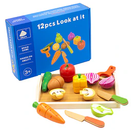 Set Verduras De Madera Para Cortar 12 Pzs Jm