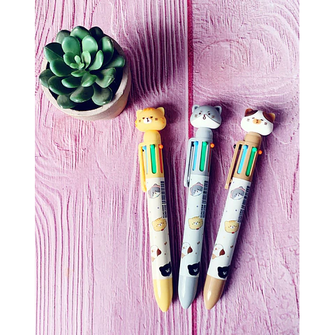 Lápiz Tinta Multicolor 6 Col. Motarro Gatitos